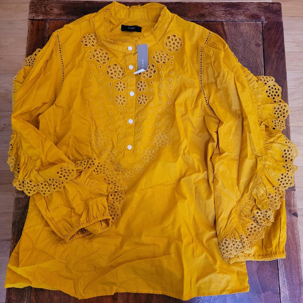 J. Crew Ruffle-sleeve top with embroidered eyelet